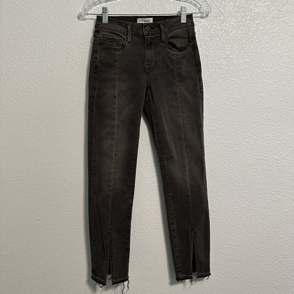 Frame Denim Denim - FRAME Denim Womens Size 23 Le Nouveau Straight Split Frey Hem Jeans Woodland